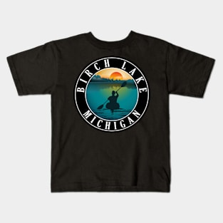 Birch Lake Kayaking Michigan Sunset Kids T-Shirt